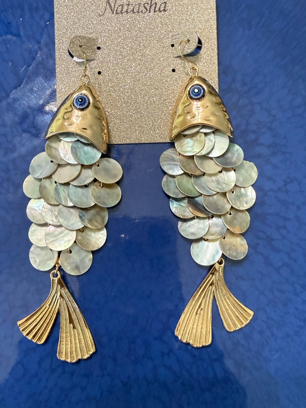 New Natasha Accessories
Scaly Fish Statement Drop Earrings - Picture 5 of 9
